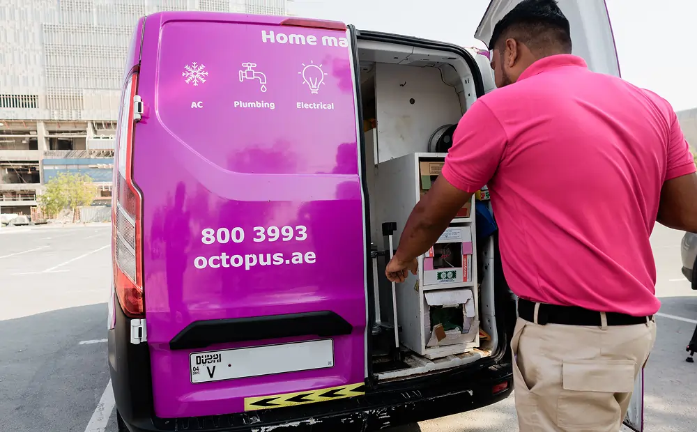 Handyman Services In Dubai A fully stocked Octopus van with technician accessing equipment